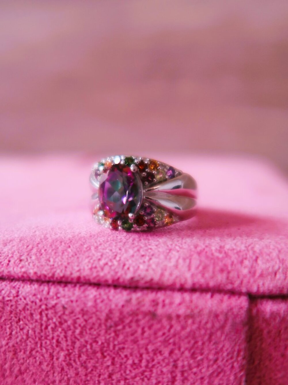Stare at my Gemstone Rainbow Mystic Topaz Silver Sterling Stamped 925 Ring - Picture 10 of 14
